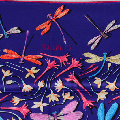 Hermes Silk Dragonflies Scarf 70 Iris Rose Turquoise 3 of 6