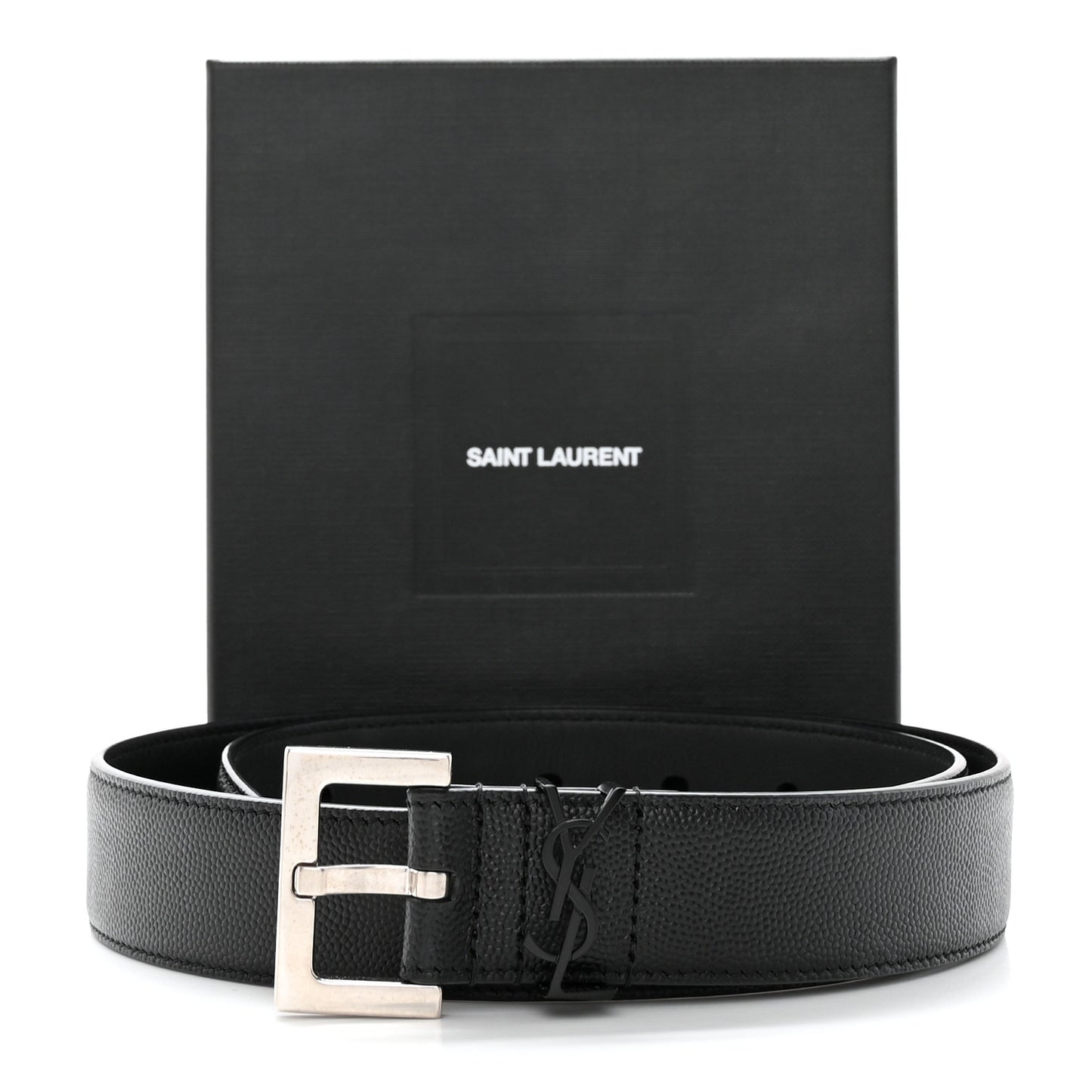 Smooth Calfskin Monogram Square Buckle Belt 75 30 Storm
