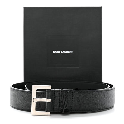 Saint Laurent Smooth Calfskin Monogram Square Buckle Belt 75 30 Storm 12 of 12