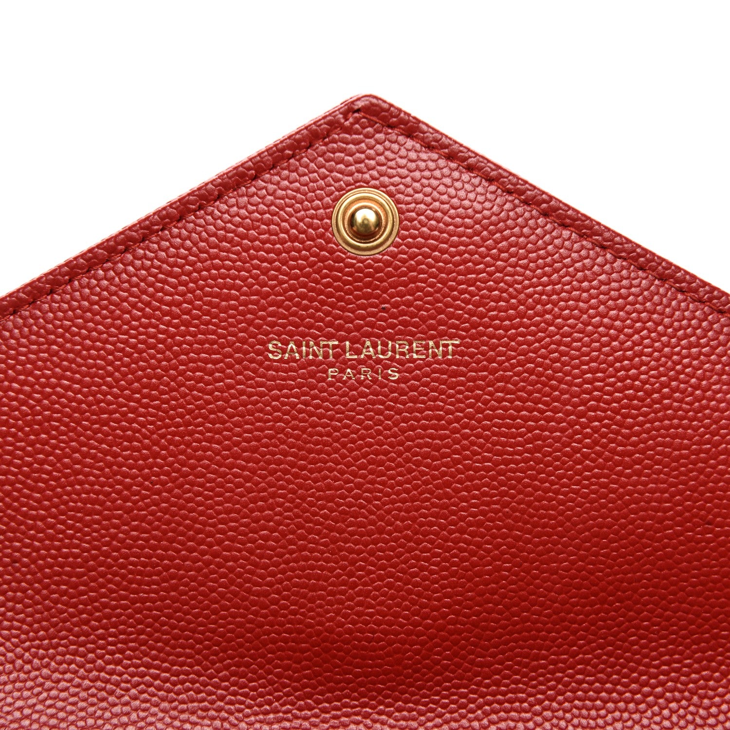 Saint Laurent Grain De Poudre Matelasse Chevron Monogram Wallet Red 6 of 7