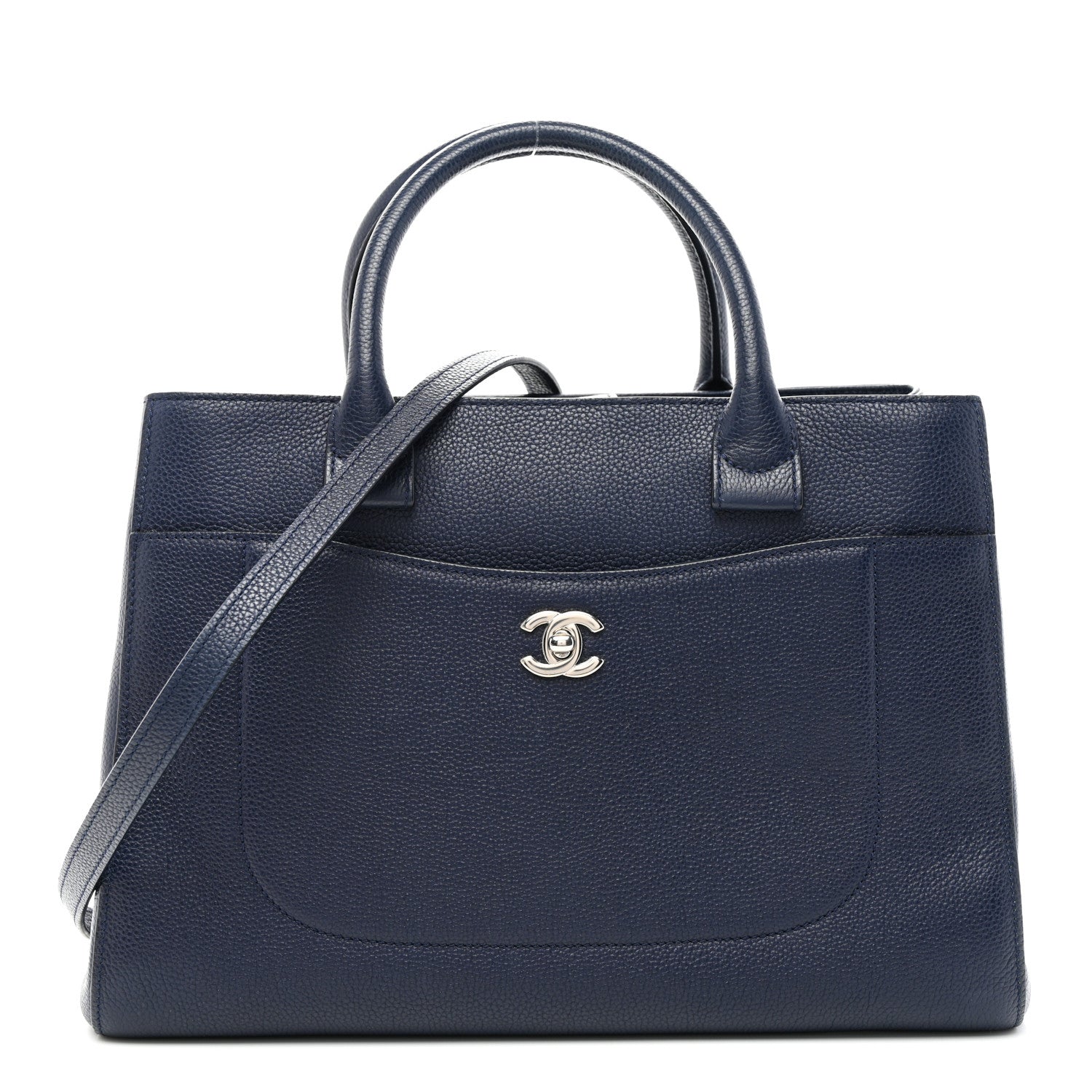 Chanel Grained Calfskin Small Neo Executive Shopper Tote Navy 1 of 12