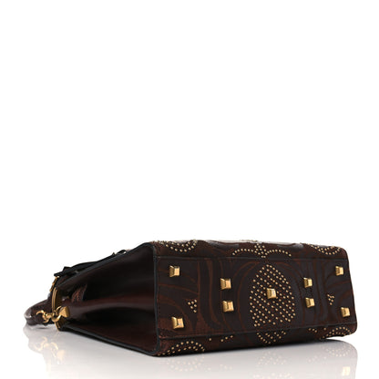 Valentino Garavani Calfskin Embossed Studded Medium My Rockstud Frame Bag Cacao 4 of 9