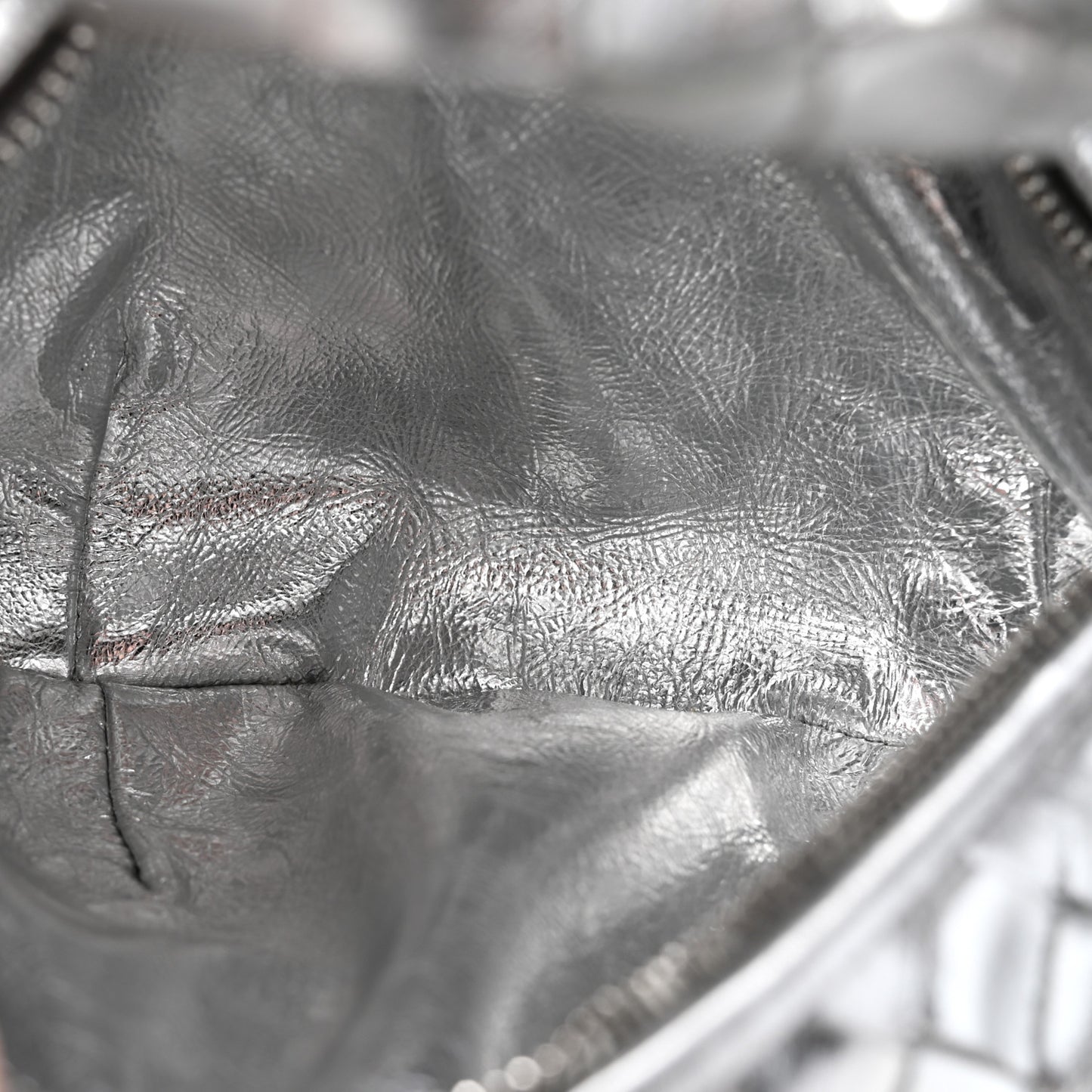 Metallic Nappa Intrecciato Mini Jodie Silver