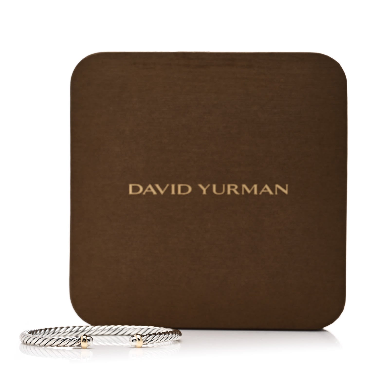 David Yurman Sterling Silver 14K Yellow Gold 4mm Cable Classics Bracelet 5 of 5