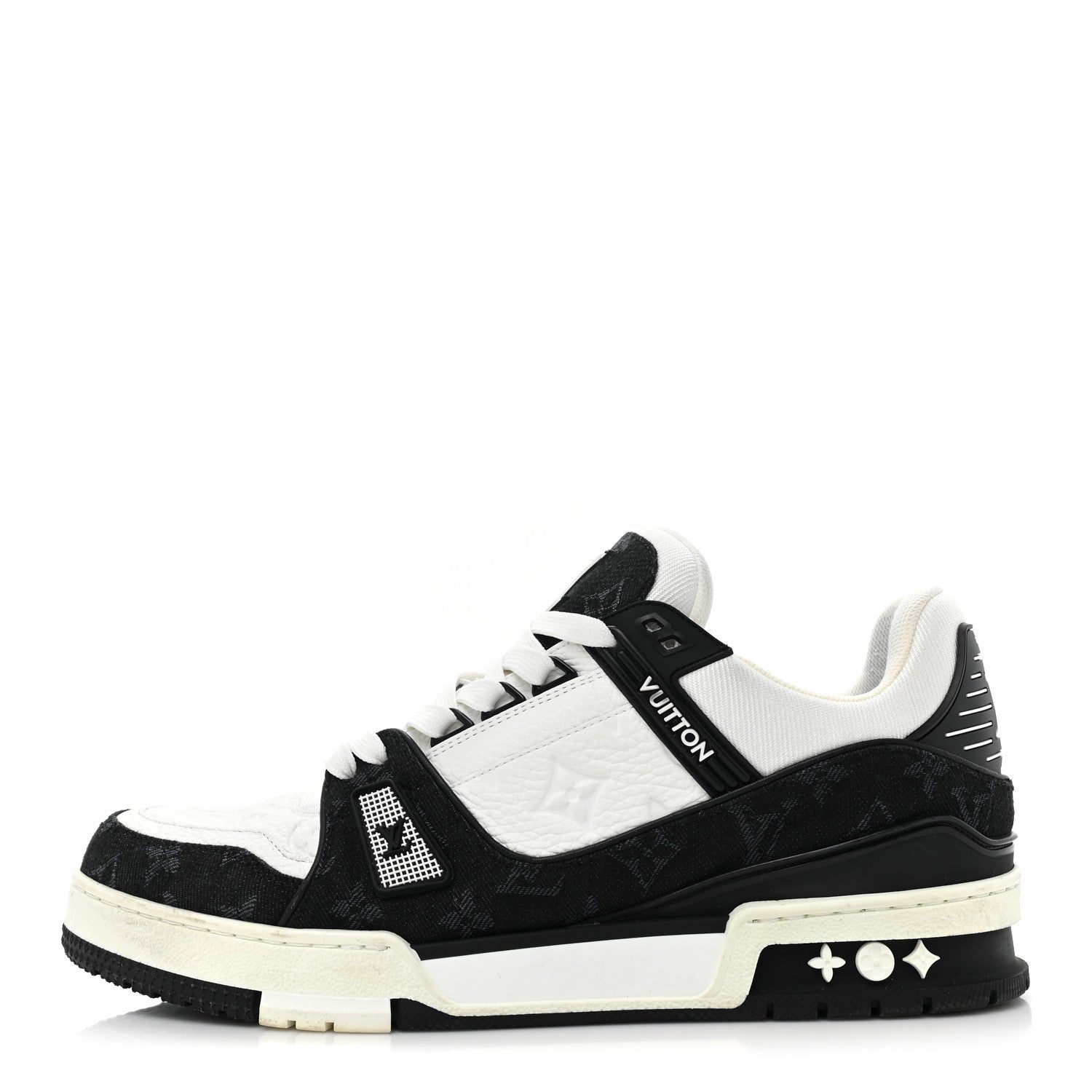 Louis Vuitton Calfskin Monogram Denim Mens LV Trainer Sneakers 8.5 Black 1 of 11
