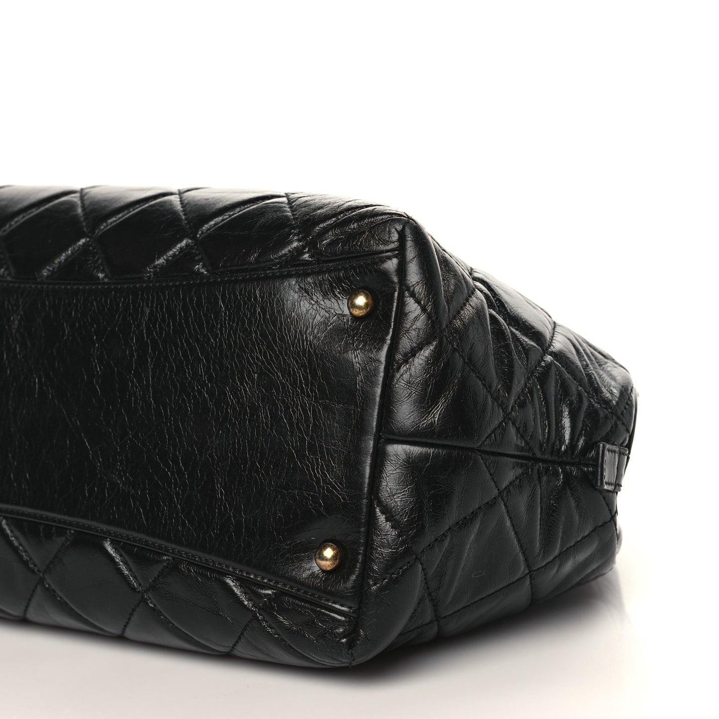 Glazed Calfskin Castle Rock Bowling Bag Black