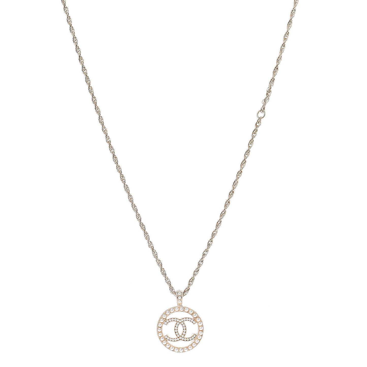 Pearl CC Medallion Necklace Gold