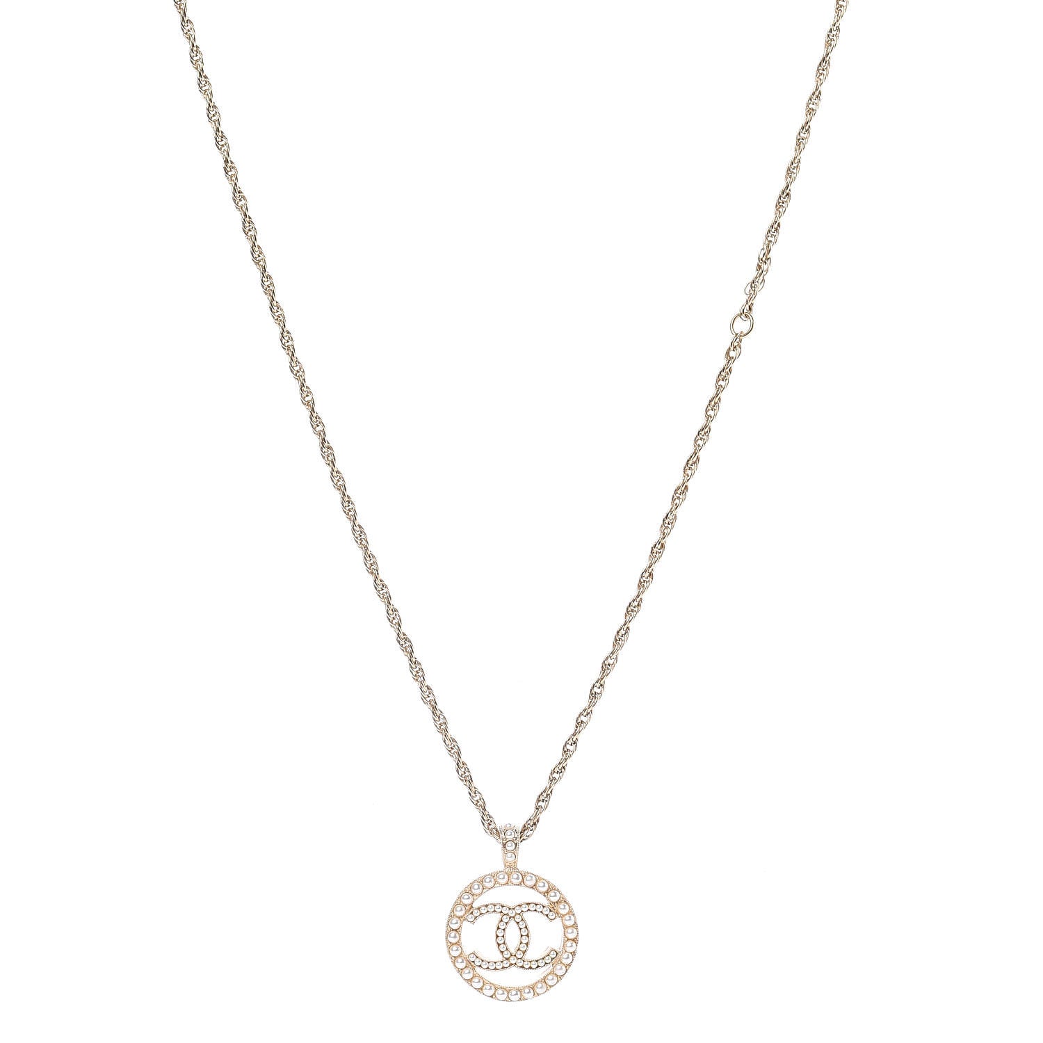 Chanel Pearl CC Medallion Necklace Gold 1 of 5