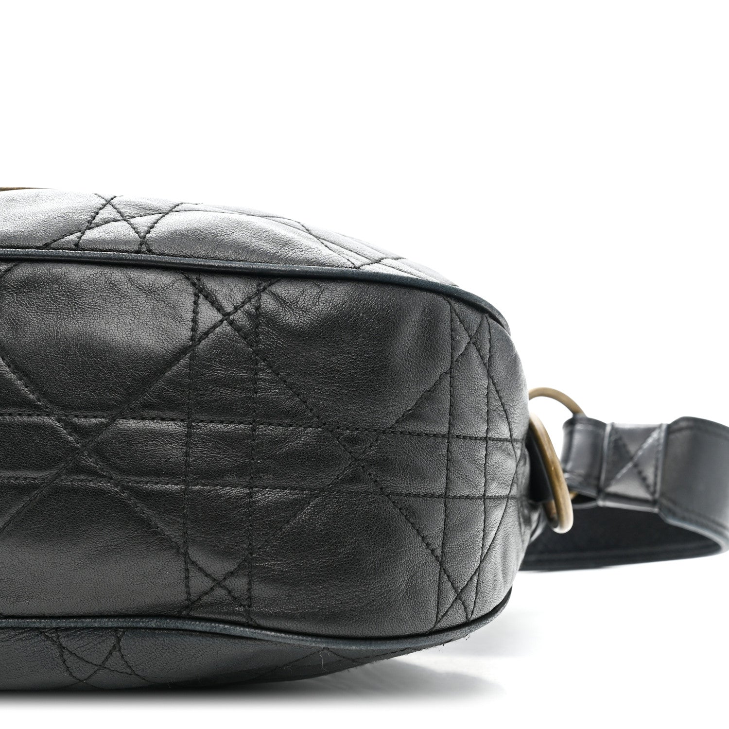 Christian Dior Lambskin Cannage Flap Messenger Bag Black 10 of 11
