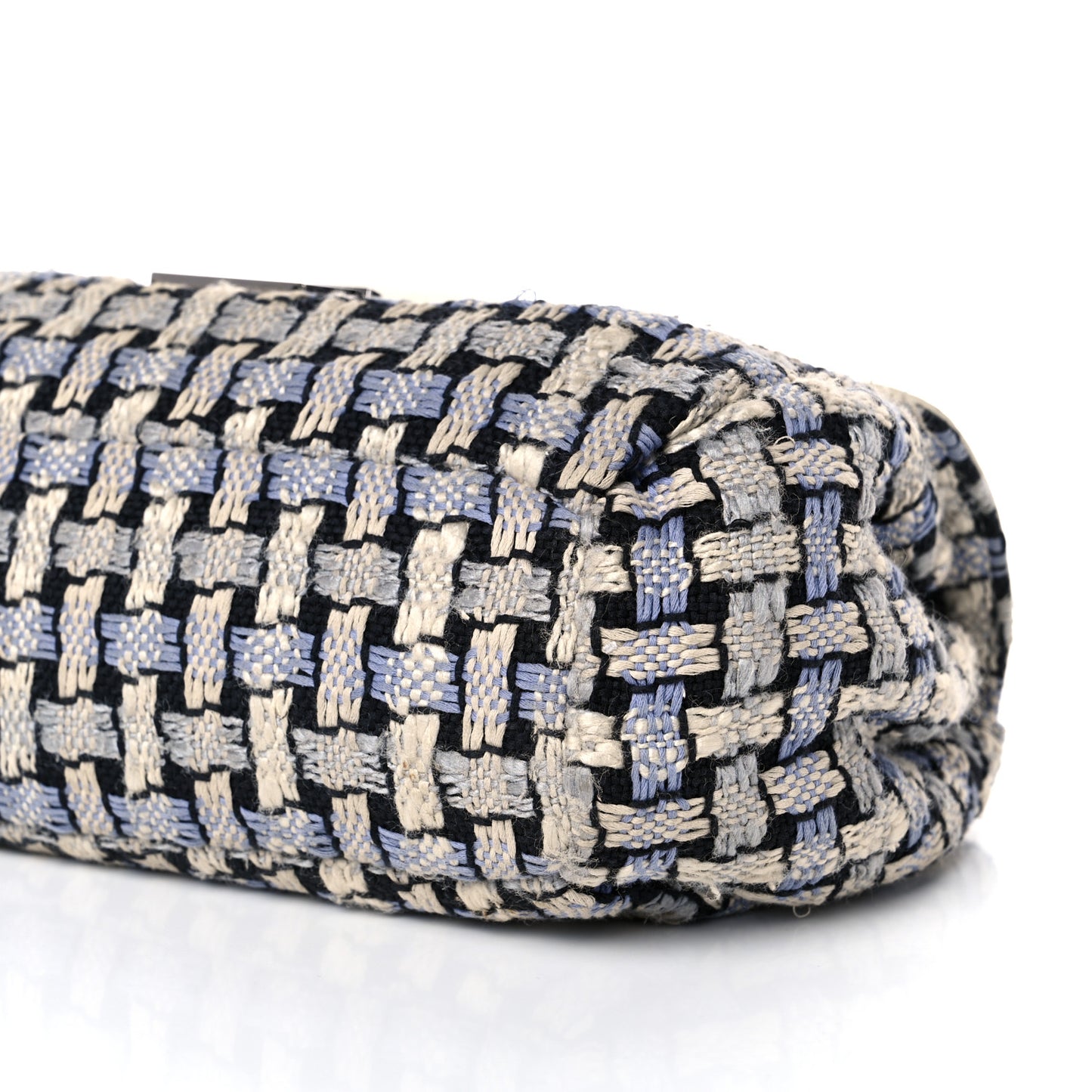 Tweed Calfskin Woven Single Flap Blue
