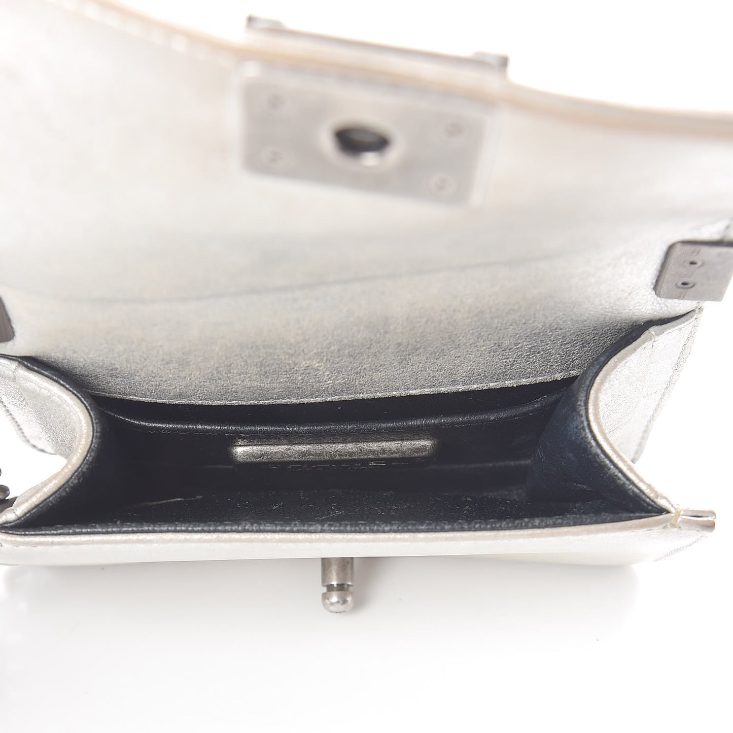 Metallic Galuchat Stingray Mini Boy Flap Silver