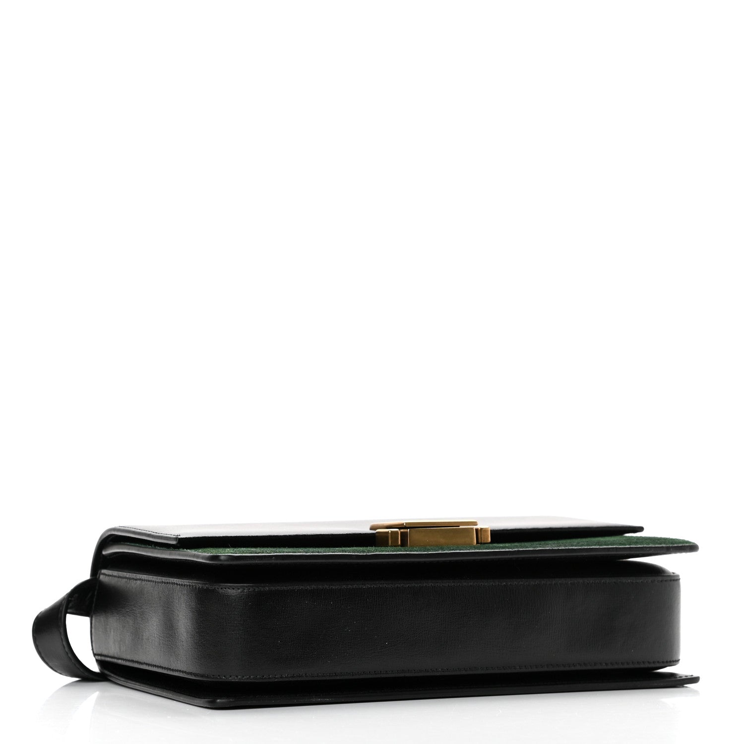 Saint Laurent Smooth Calfskin Suede Medium Bellechasse Black Dark Green 4 of 11