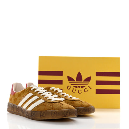 Gucci X ADIDAS Vintage GG Monogram Mens Gazelle Sneakers 9.5 Mid Natural Nut Off White 9 of 9