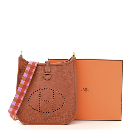Hermes Taurillon Clemence Maxi Quadrille Evelyne TPM Cuivre Capucine Parme Rouge Duchess 11 of 11