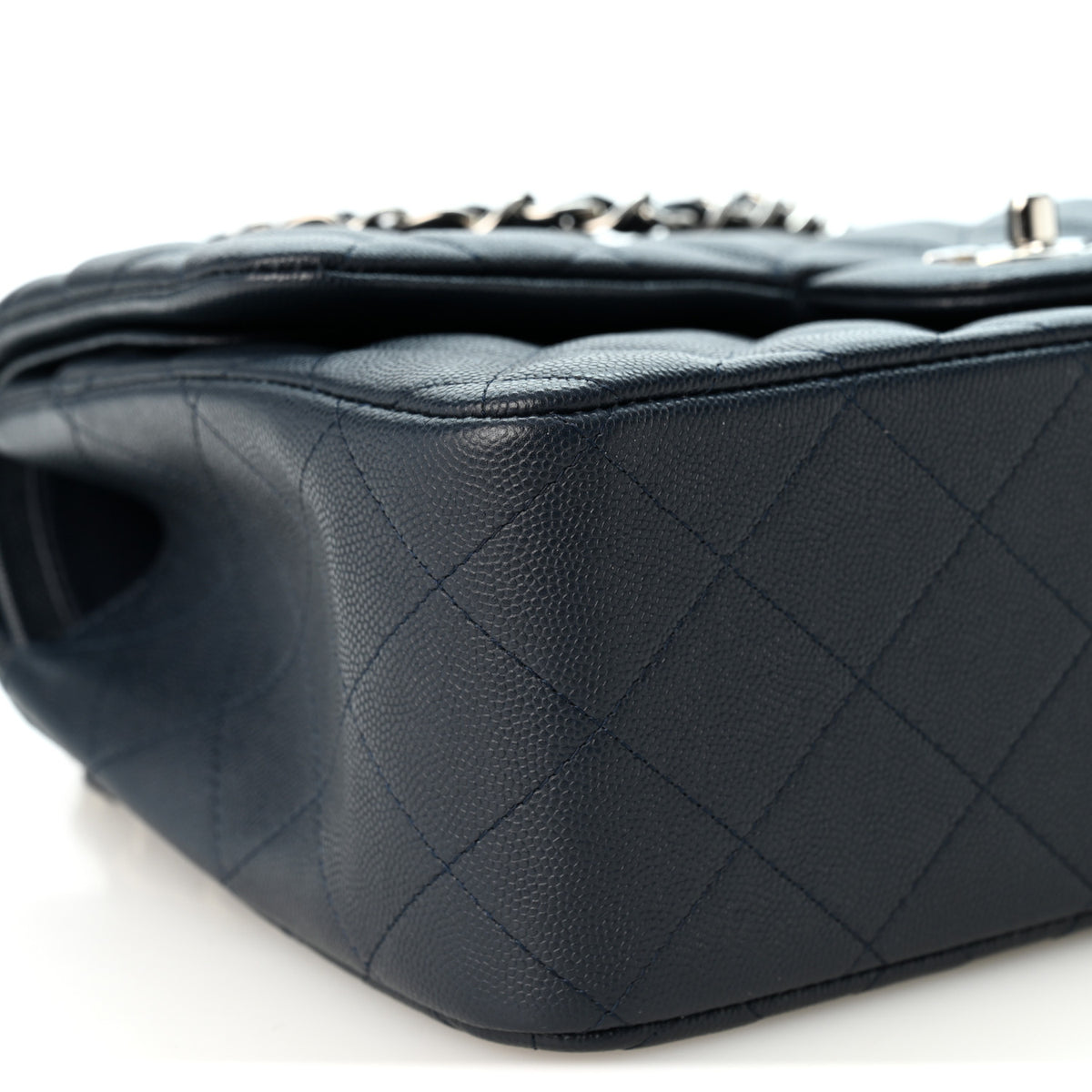 Chanel Caviar Quilted Jumbo Double Flap Navy Blue 9 of 10