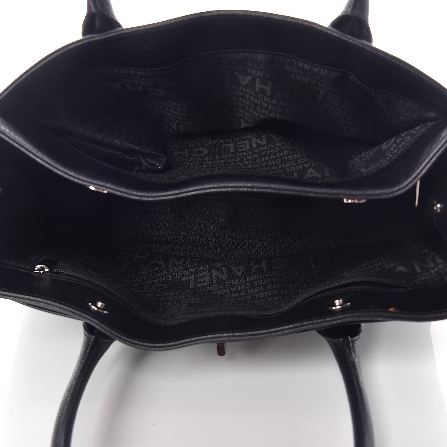 Chanel Calfskin Mademoiselle Lock Cerf Shopper Tote Black 7 of 9