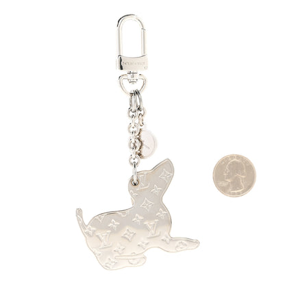 Louis Vuitton Metal Monogram Dog Bag Charm Key Holder Silver 2 of 4