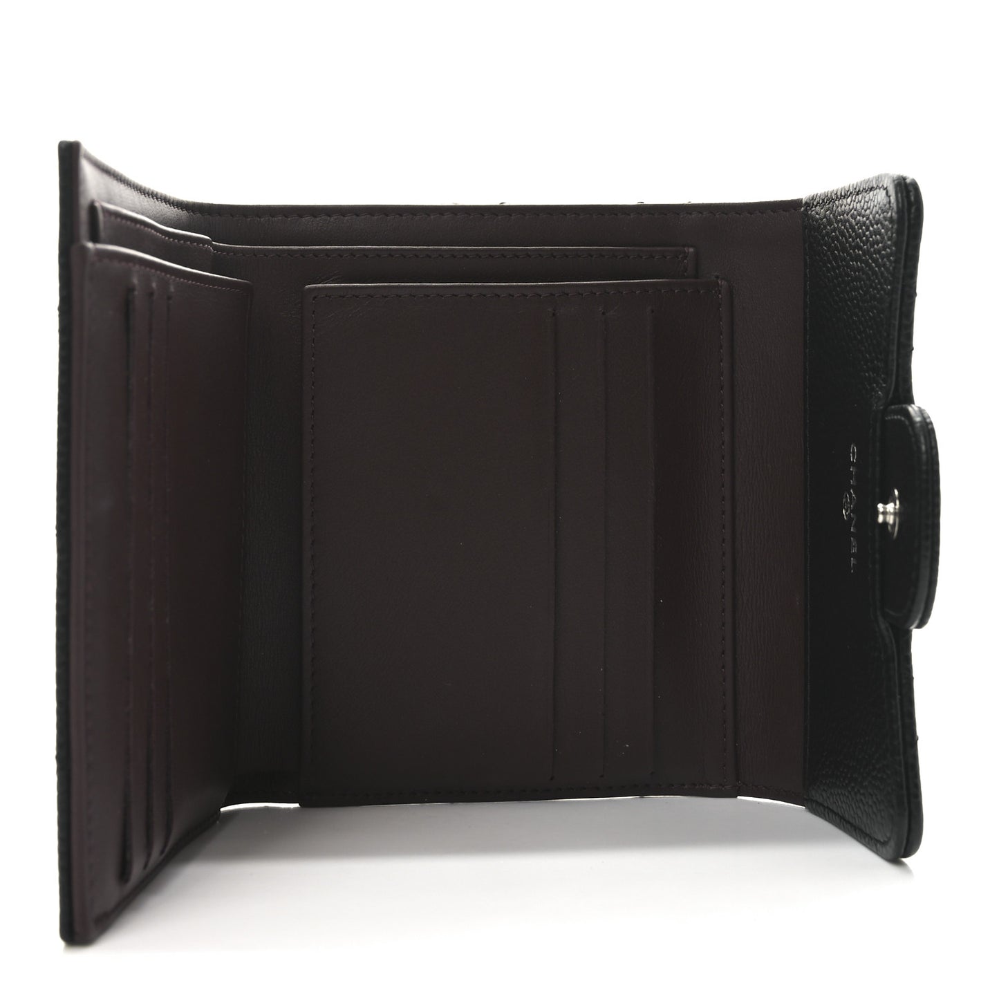 Caviar Quilted Compact Flap Wallet Black