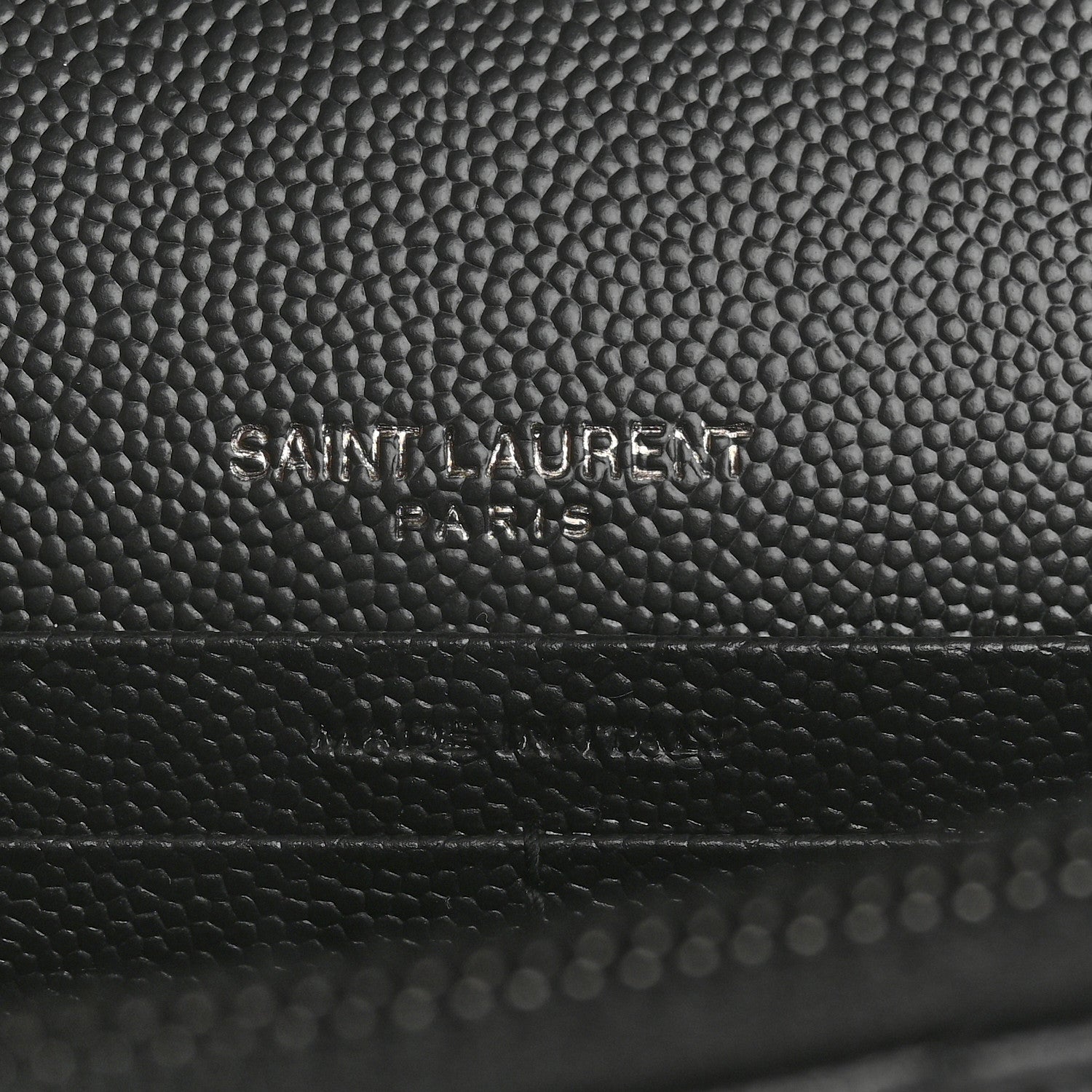 Saint Laurent Grain De Poudre Matelasse Chevron Monogram Monochrome Envelope Chain Wallet Black 6 of 12