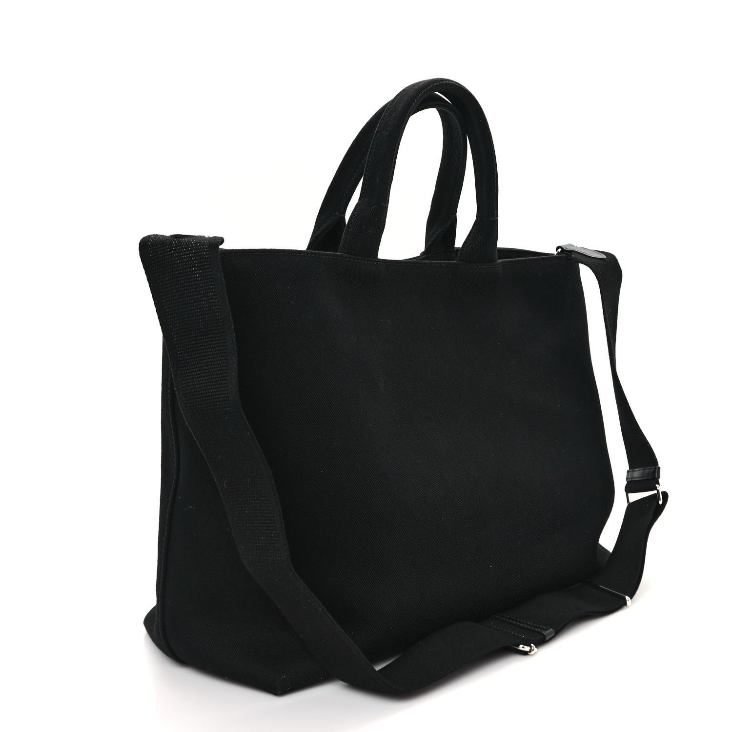 Prada Canvas Embroidered Drill Tote Black 3 of 10