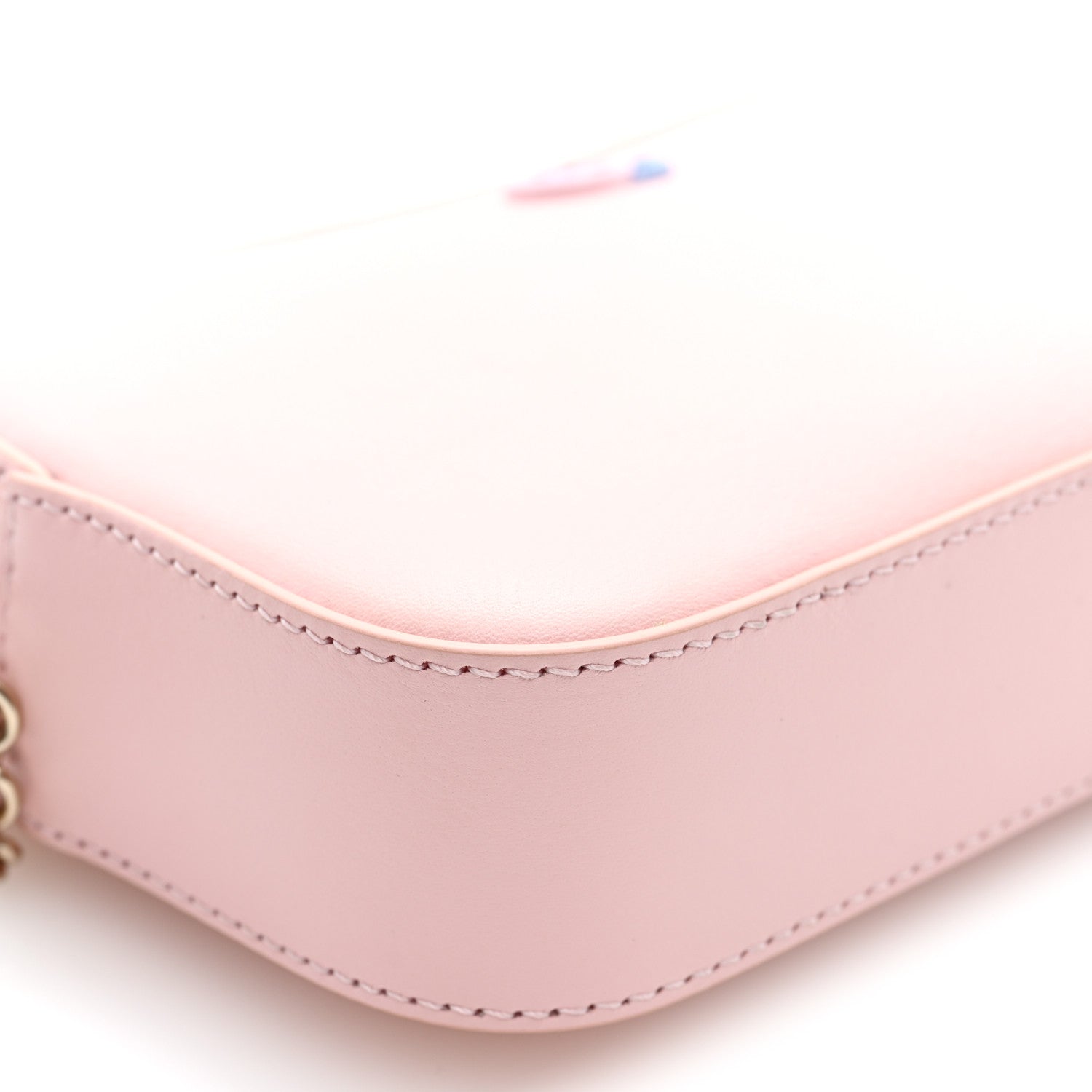 Gucci Dollar Calfskin Enamel Super Mini GG Marmont Chain Shoulder Bag  Light Pink Blue 8 of 9