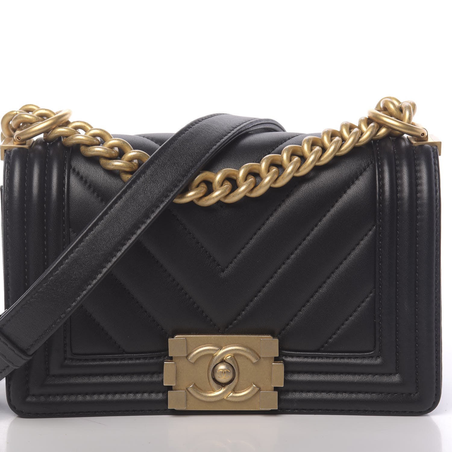 Chanel Lambskin Chevron Quilted Small Boy Flap Black 12 of 13