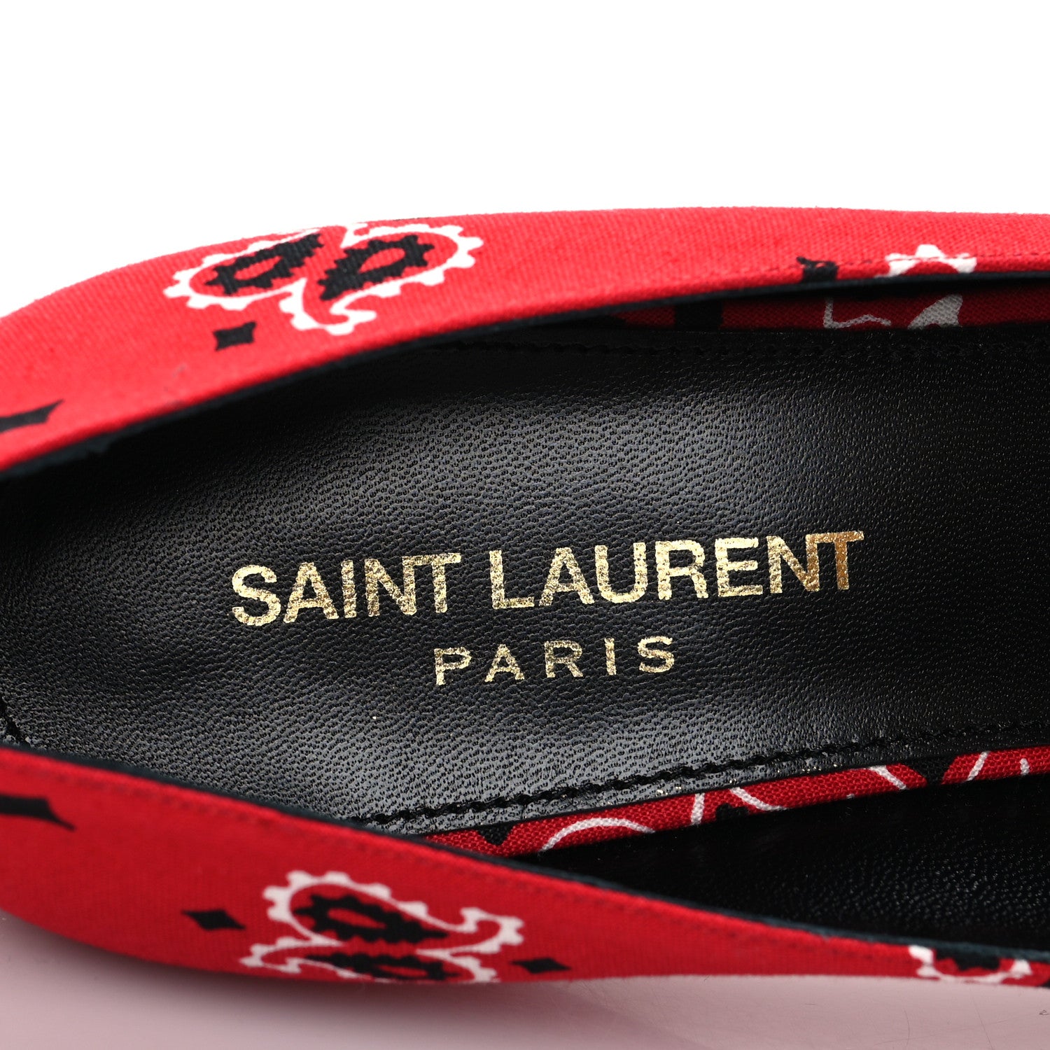 Saint Laurent Bandana Charlotte Kitten Heel Pumps 38.5 Red 7 of 8