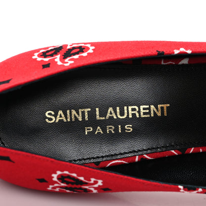 Saint Laurent Bandana Charlotte Kitten Heel Pumps 38.5 Red 7 of 8
