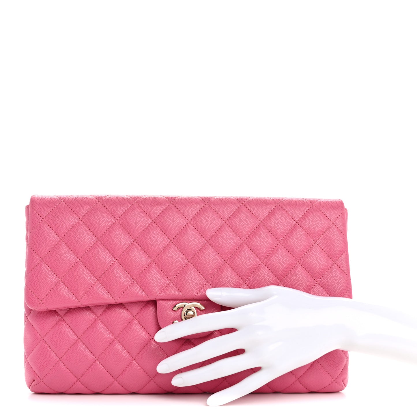 Caviar Quilted Flap Clutch Pink