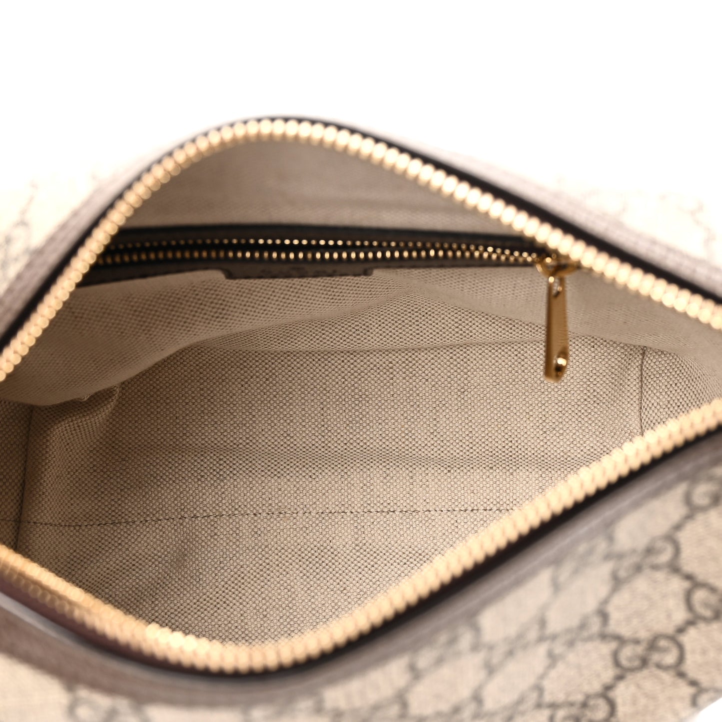GG Supreme Monogram Textured Calfskin Web Super Mini Ophidia Shoulder Bag Beige Ebony New Acero