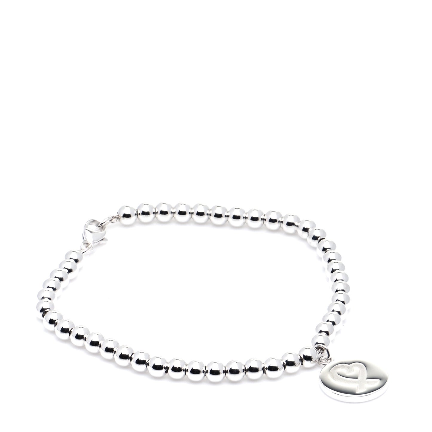 Sterling Silver 4mm Paloma Picasso Loving Heart Tag Bead Bracelet