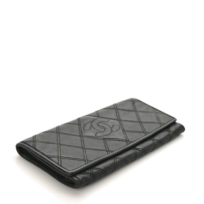 Chanel Lambskin Quilted Large Diamond CC Flap Wallet Black 5 of 9