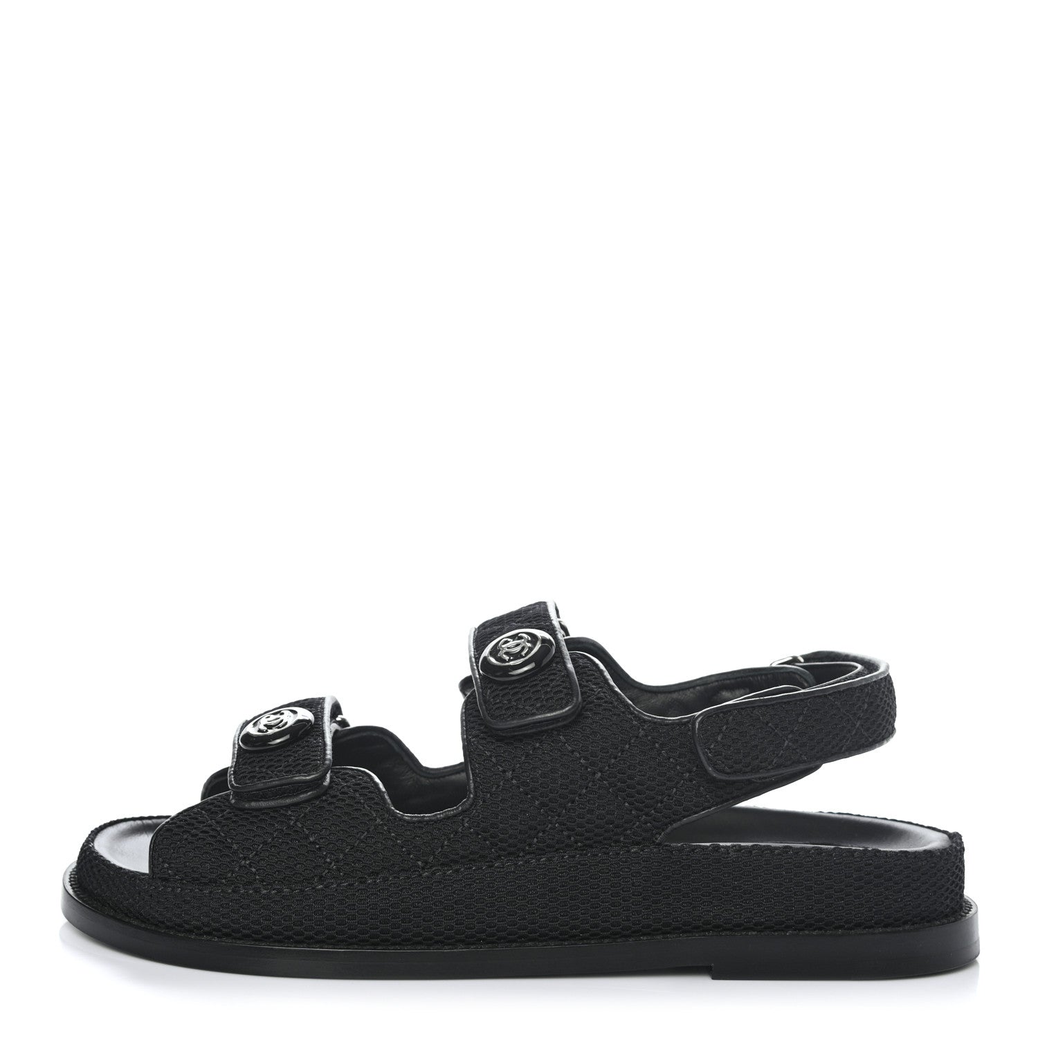 Chanel Fabric Velcro Dad Sandals 39 Black 1 of 8