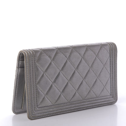 Chanel Metallic Calfskin Quilted Boy Yen Wallet Silver 3 of 11