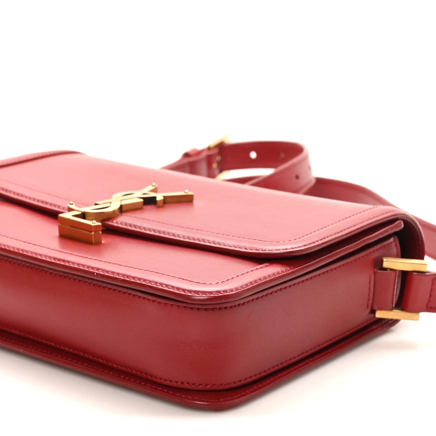Saint Laurent Box Calfskin Monogram Medium Solferino Satchel Rouge Opyum 9 of 10