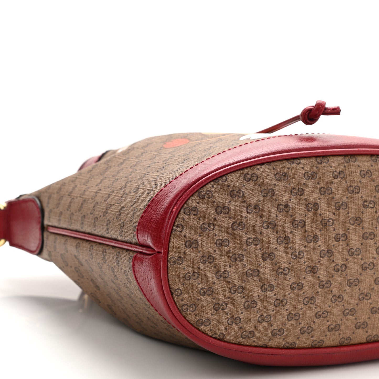 X DORAEMON Vintage GG Supreme Monogram Small Bucket Bag Beige Cherry Red