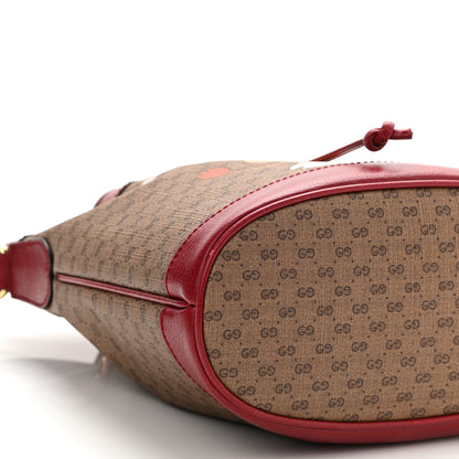 Gucci X DORAEMON Vintage GG Supreme Monogram Small Bucket Bag Beige Cherry Red 10 of 11