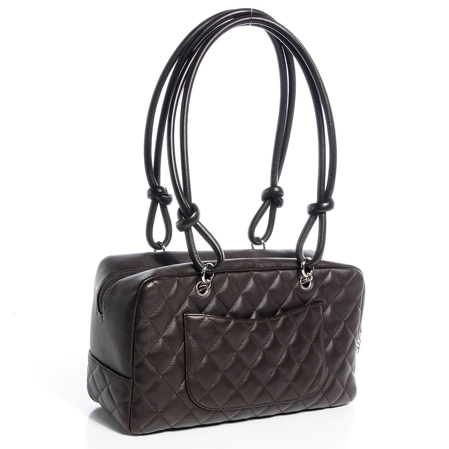 Chanel Calfskin Quilted Large Cambon Bowler Dark Brown 3 of 9