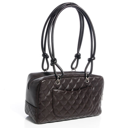 Chanel Calfskin Quilted Large Cambon Bowler Dark Brown 3 of 9