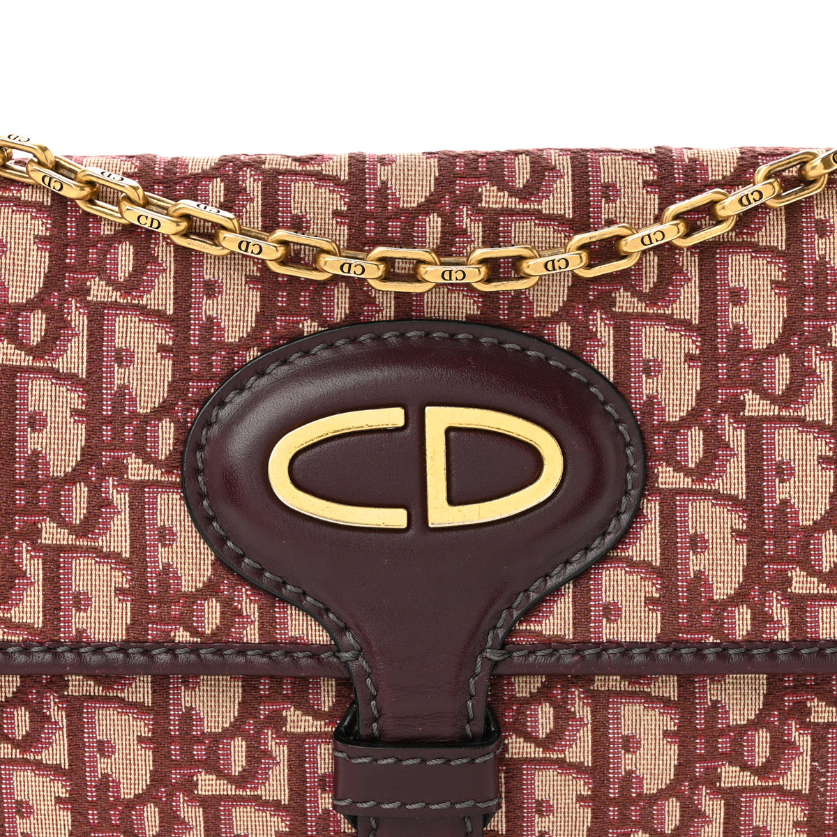 Christian Dior Oblique CD Chain Flap Bag  Burgundy 7 of 11