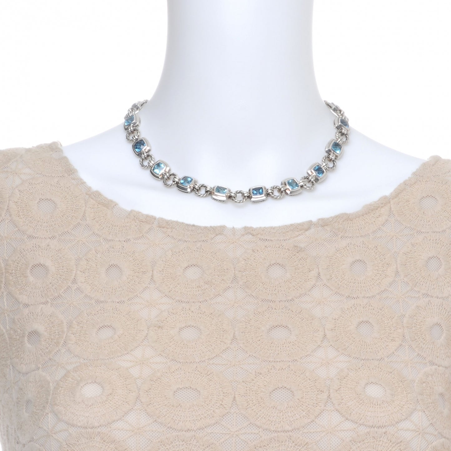 Sterling Silver Blue Topaz Renaissance Necklace