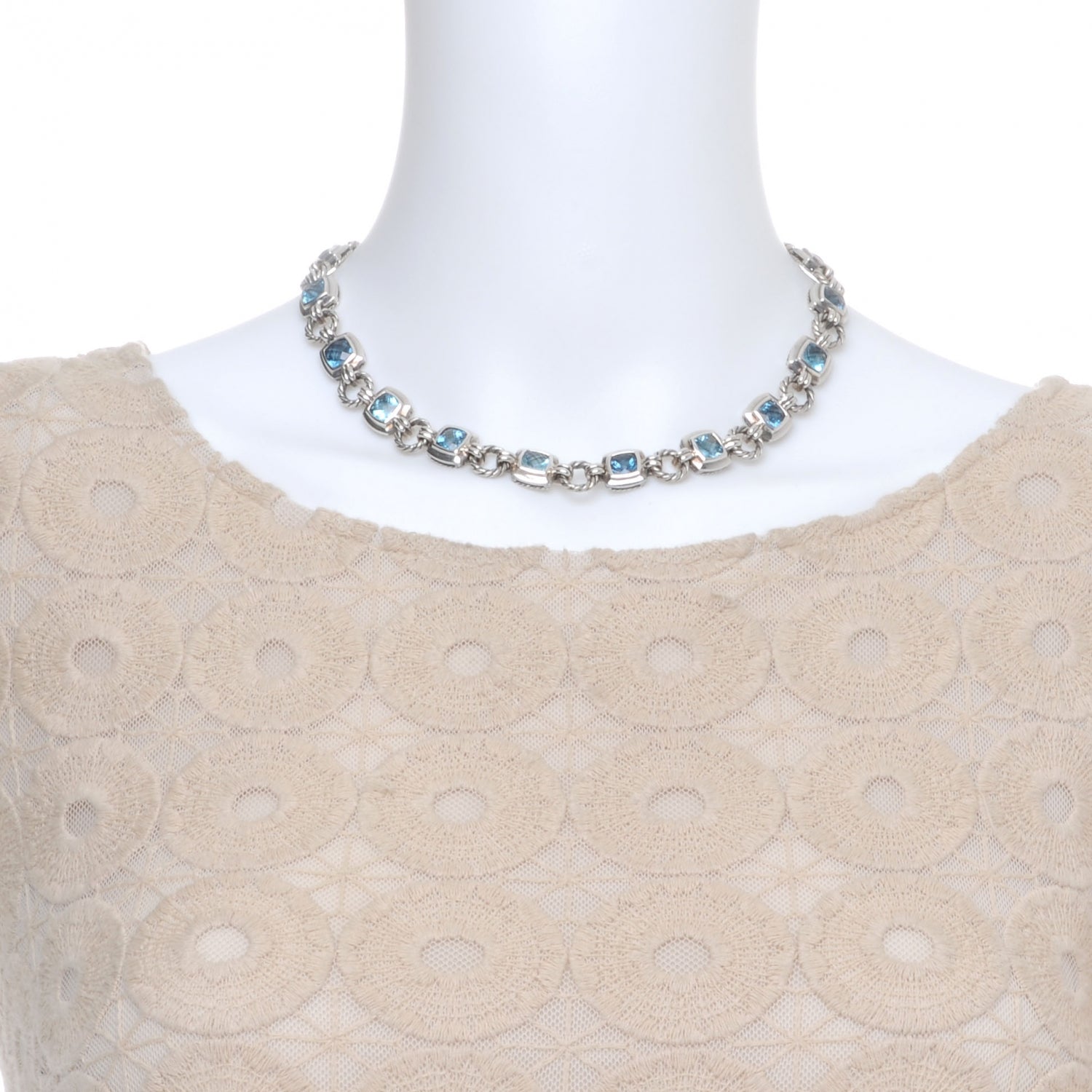 David Yurman Sterling Silver Blue Topaz Renaissance Necklace 2 of 5