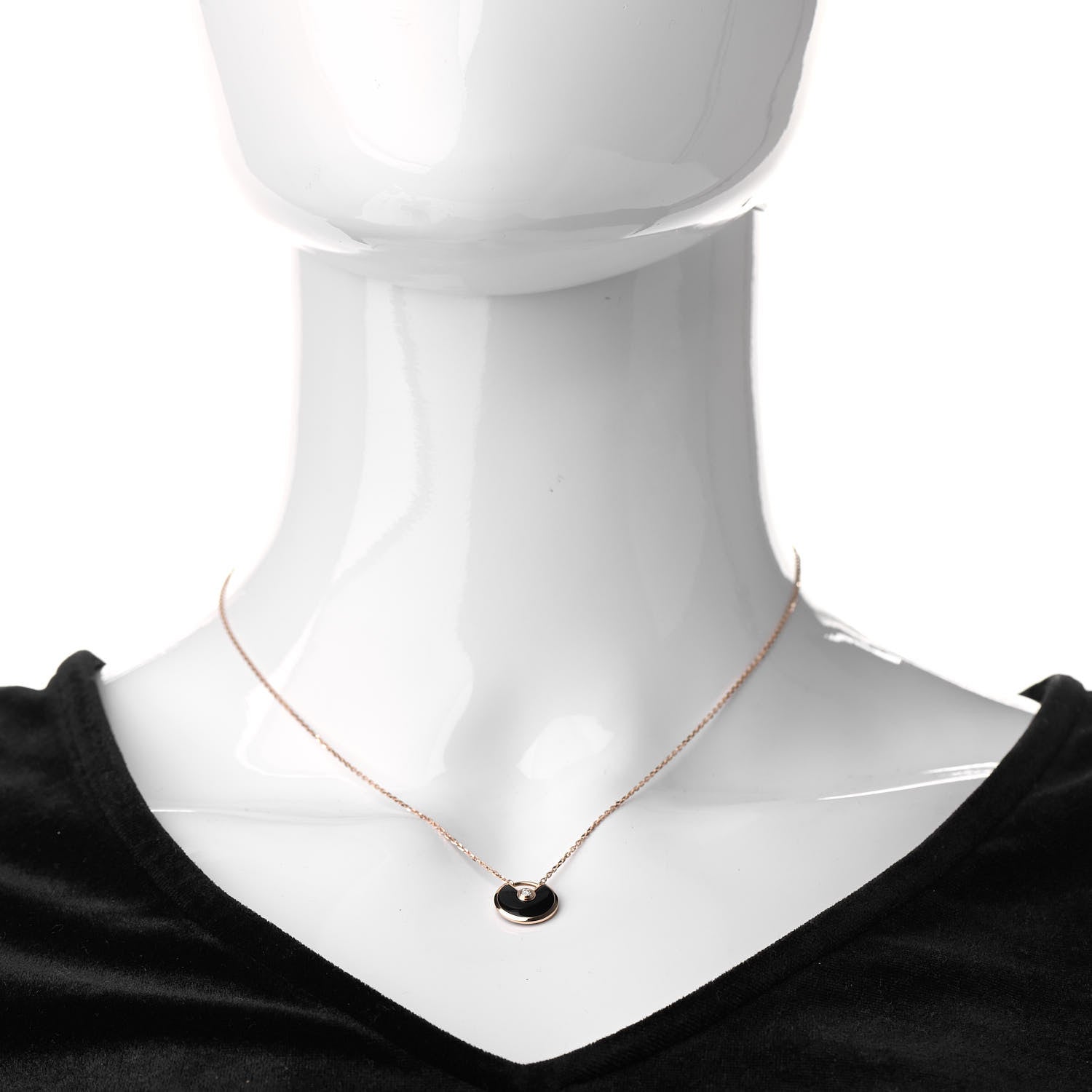 Cartier 18K Pink Gold Diamond Black Onyx XS Amulette de Cartier Pendant Necklace 2 of 5