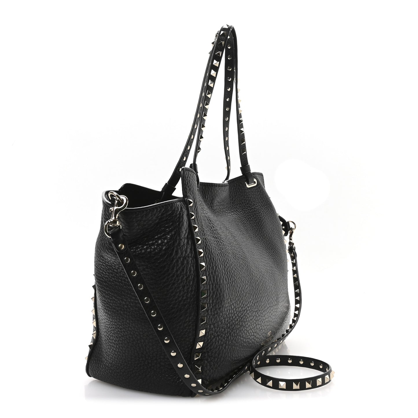 Vitello Medium Rockstud Tote Black