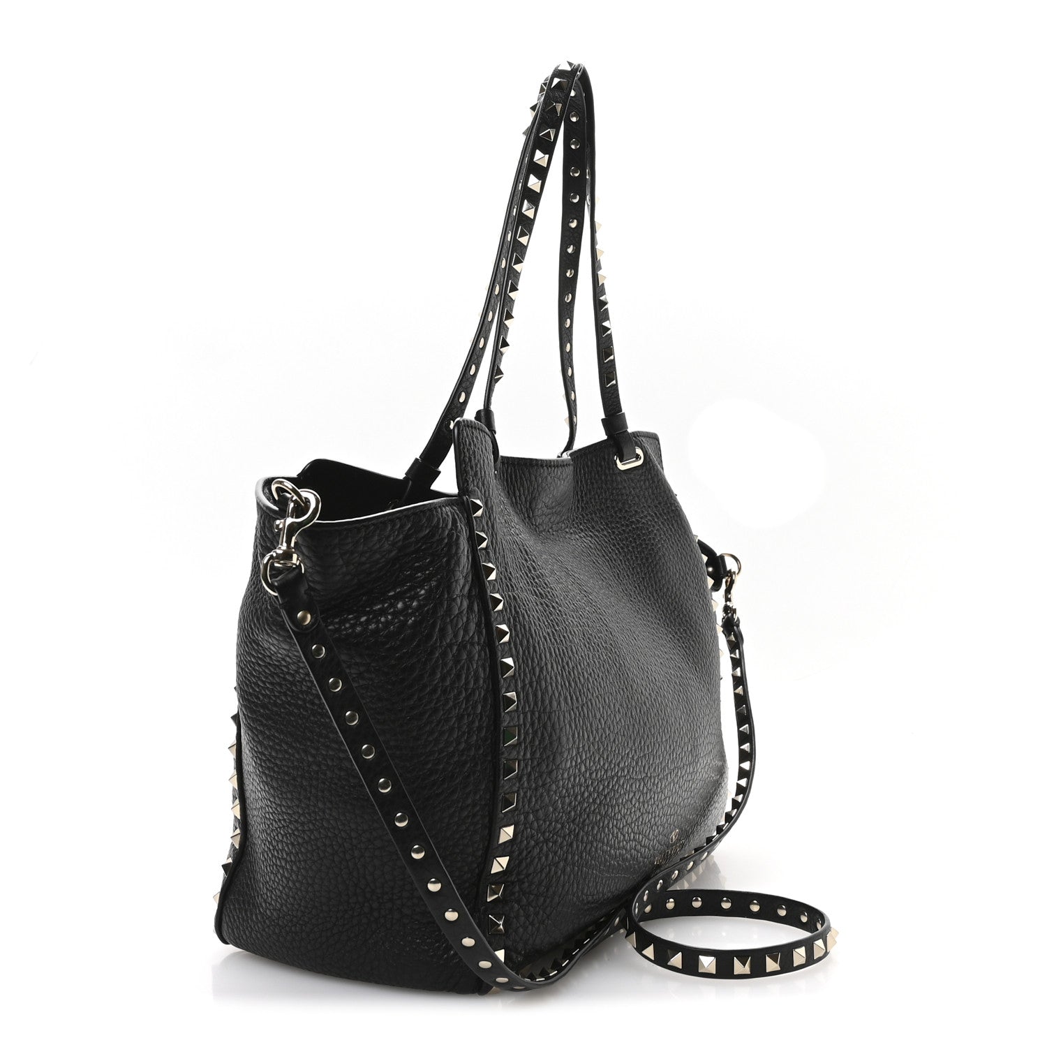 Valentino Garavani Vitello Medium Rockstud Tote Black 3 of 9