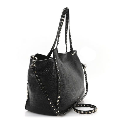 Valentino Garavani Vitello Medium Rockstud Tote Black 3 of 9