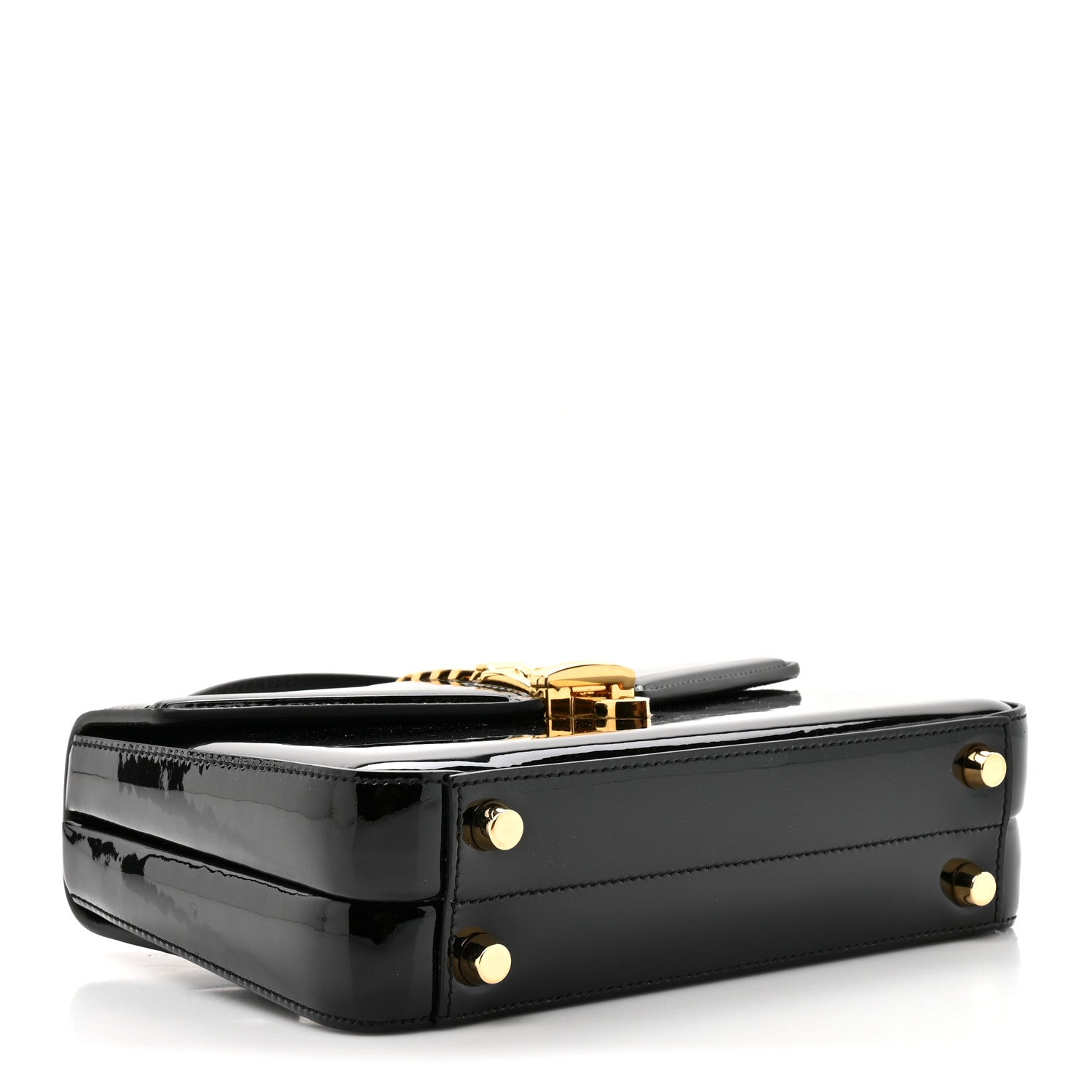Gucci Mousse Top Patent Mini Sylvie 1969 Top Handle Bag Black 4 of 13