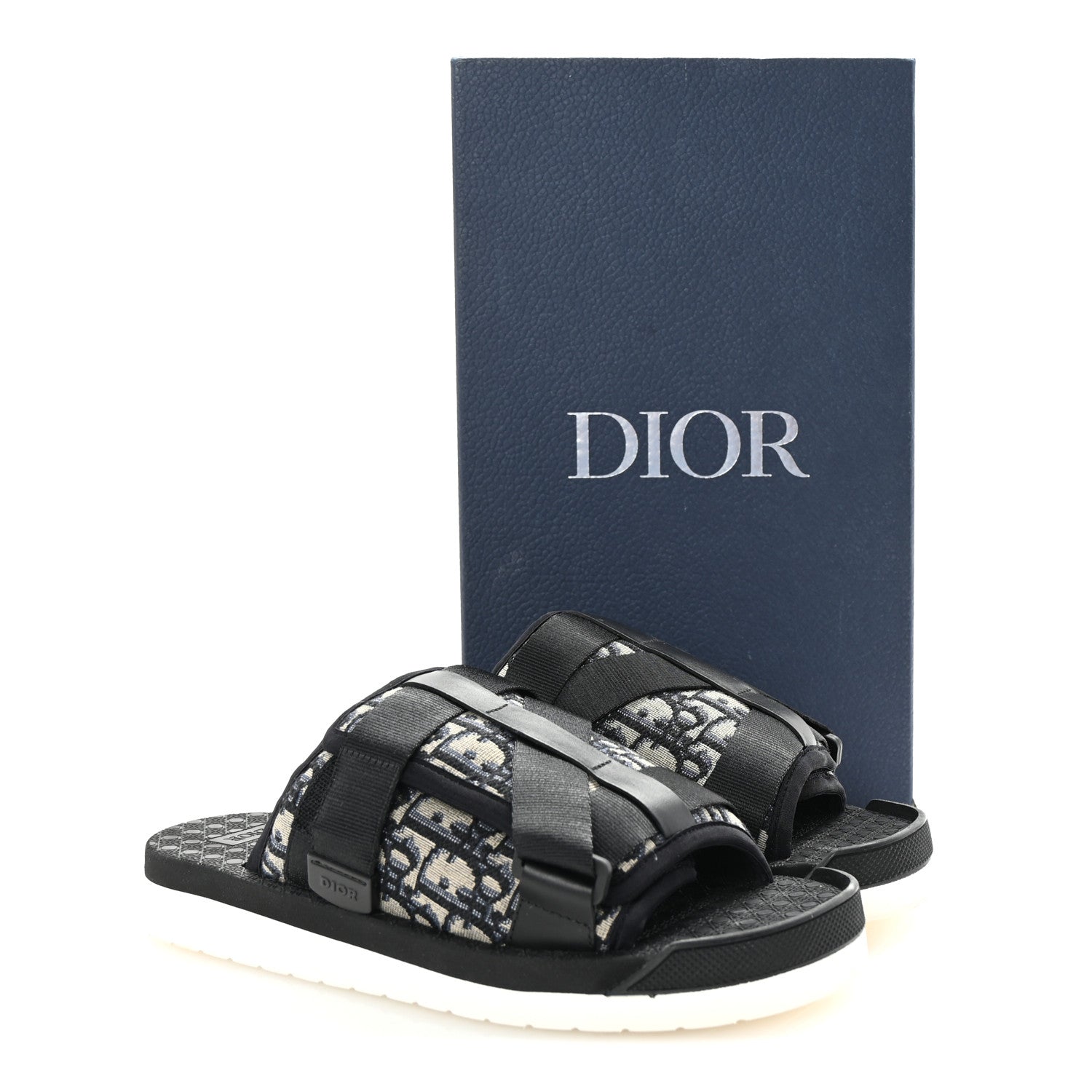 Christian Dior Oblique Jacquard Mens Alpha Sandals 41 Beige Black