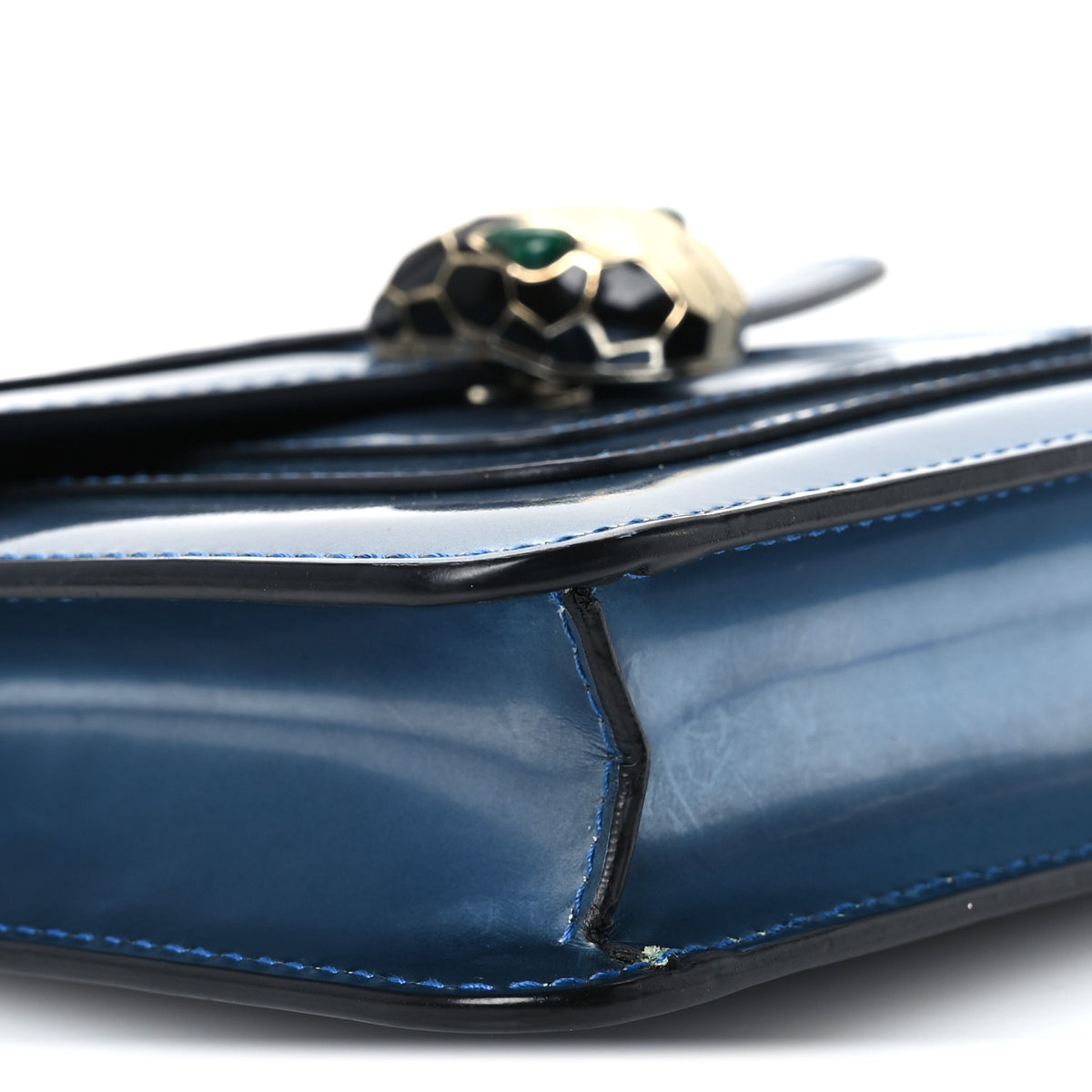 Bulgari Metallic Calfskin Small Serpenti Forever Snake Strap Crossbody Bag Blue 9 of 11