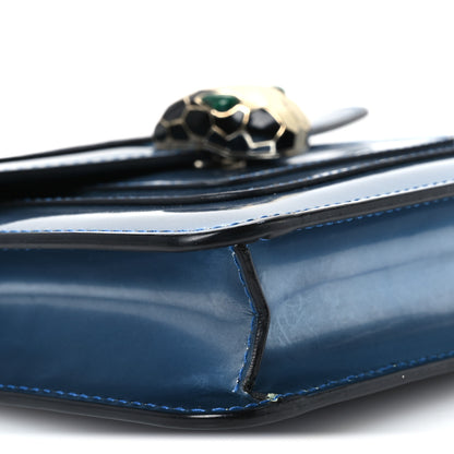Bulgari Metallic Calfskin Small Serpenti Forever Snake Strap Crossbody Bag Blue 9 of 11